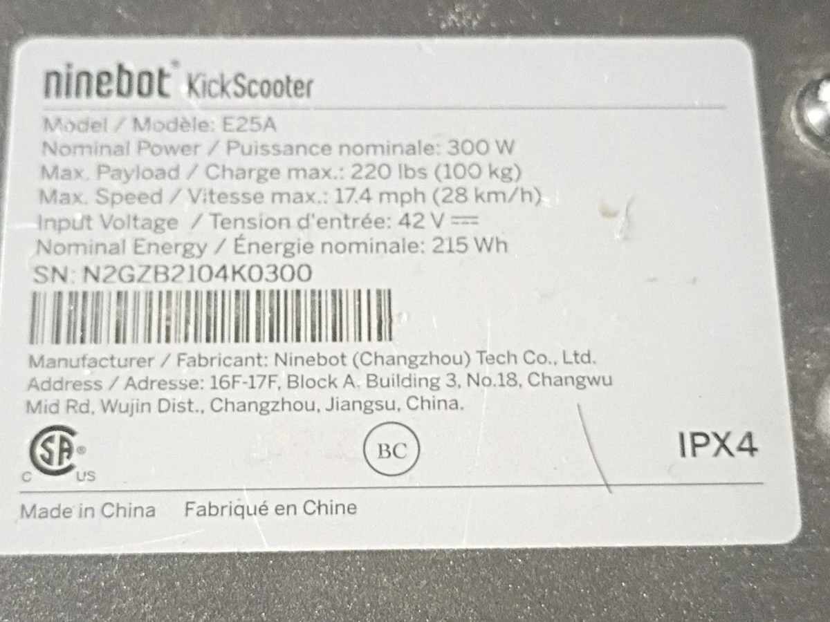 Ninebot KickScooter E25A Electric Scooter For Parts - photo 2