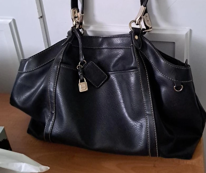 Liz Claiborne Black Faux Leather Shoulder Bag