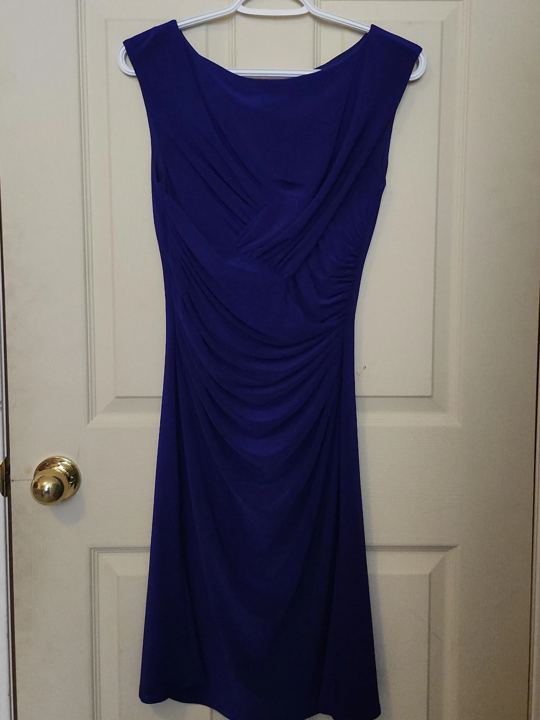 Blue Ruched Sheath Dress