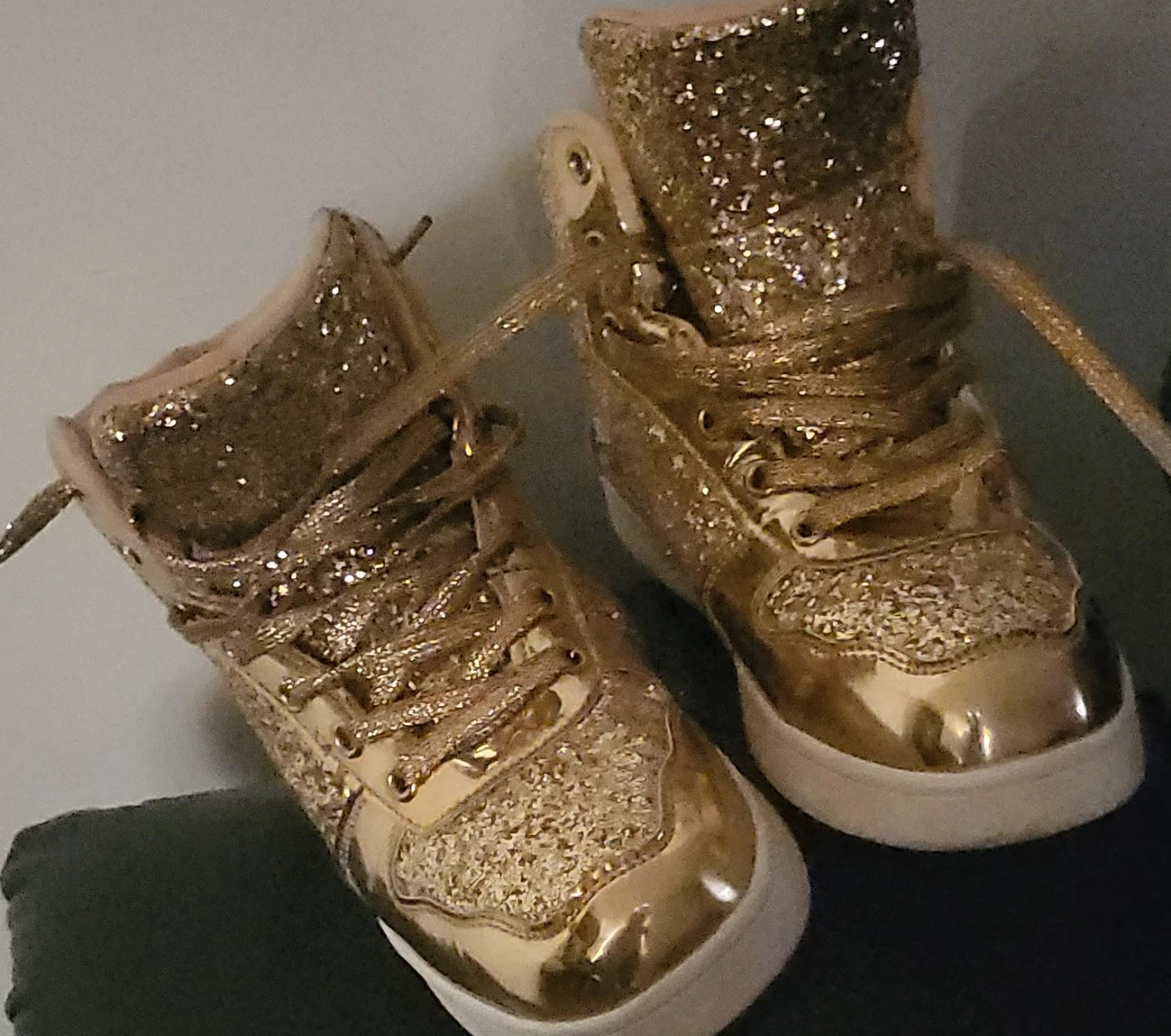 Gold Glitter High-Top Sneakers
