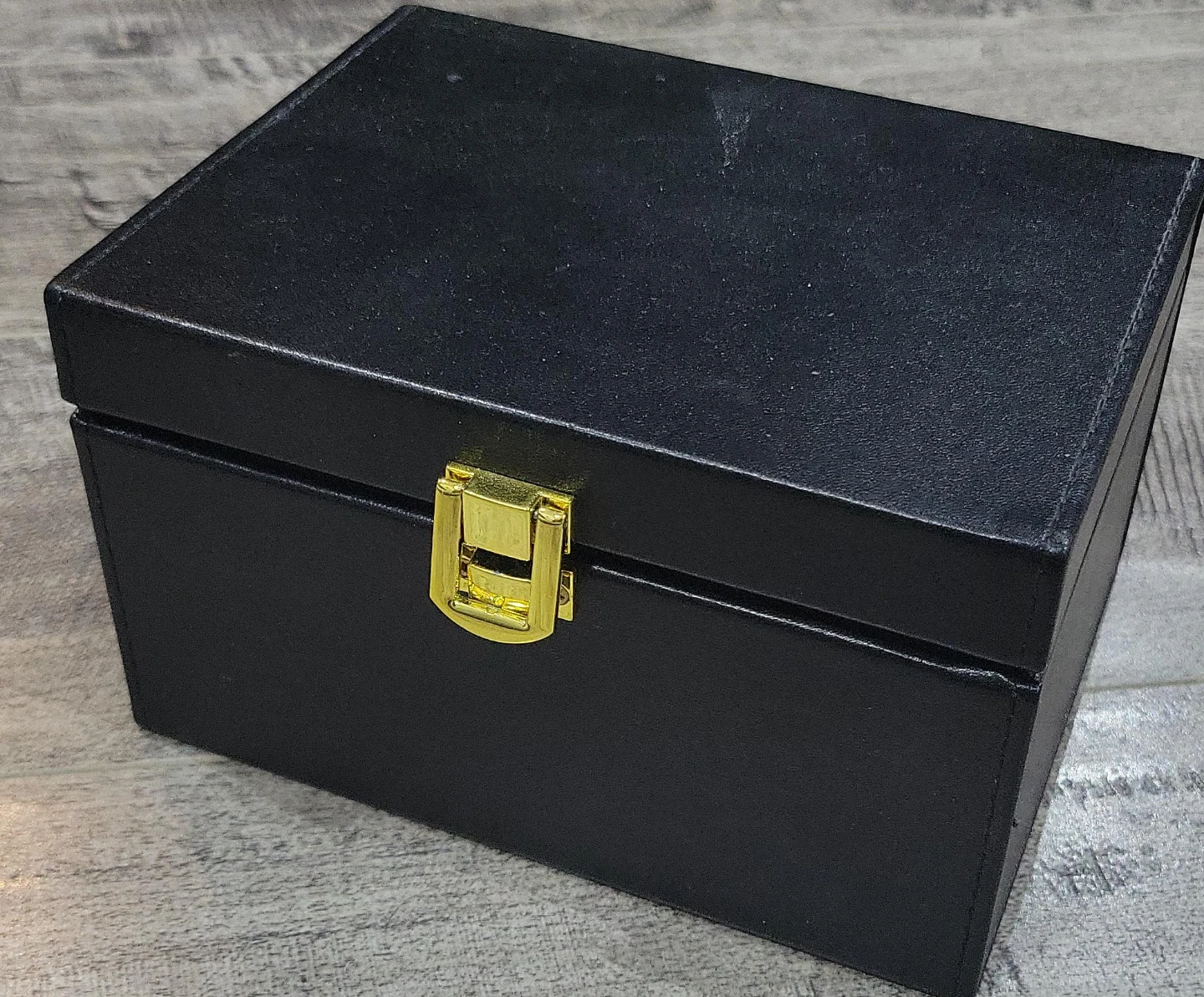 Black Faux Leather Storage Box with Clasp