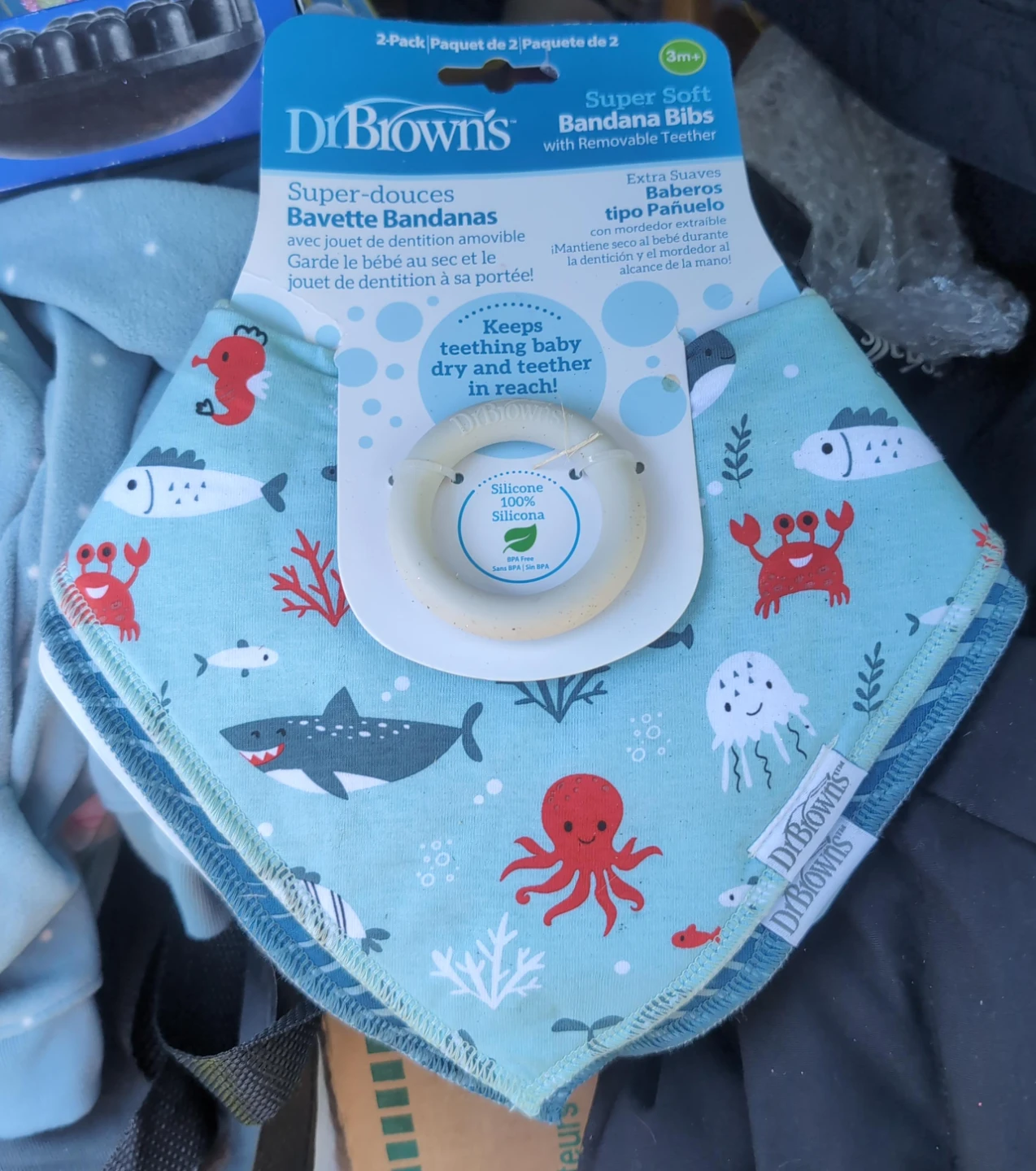 Dr. Brown's Super Soft Bandana Bibs with Teether - 2 Pack