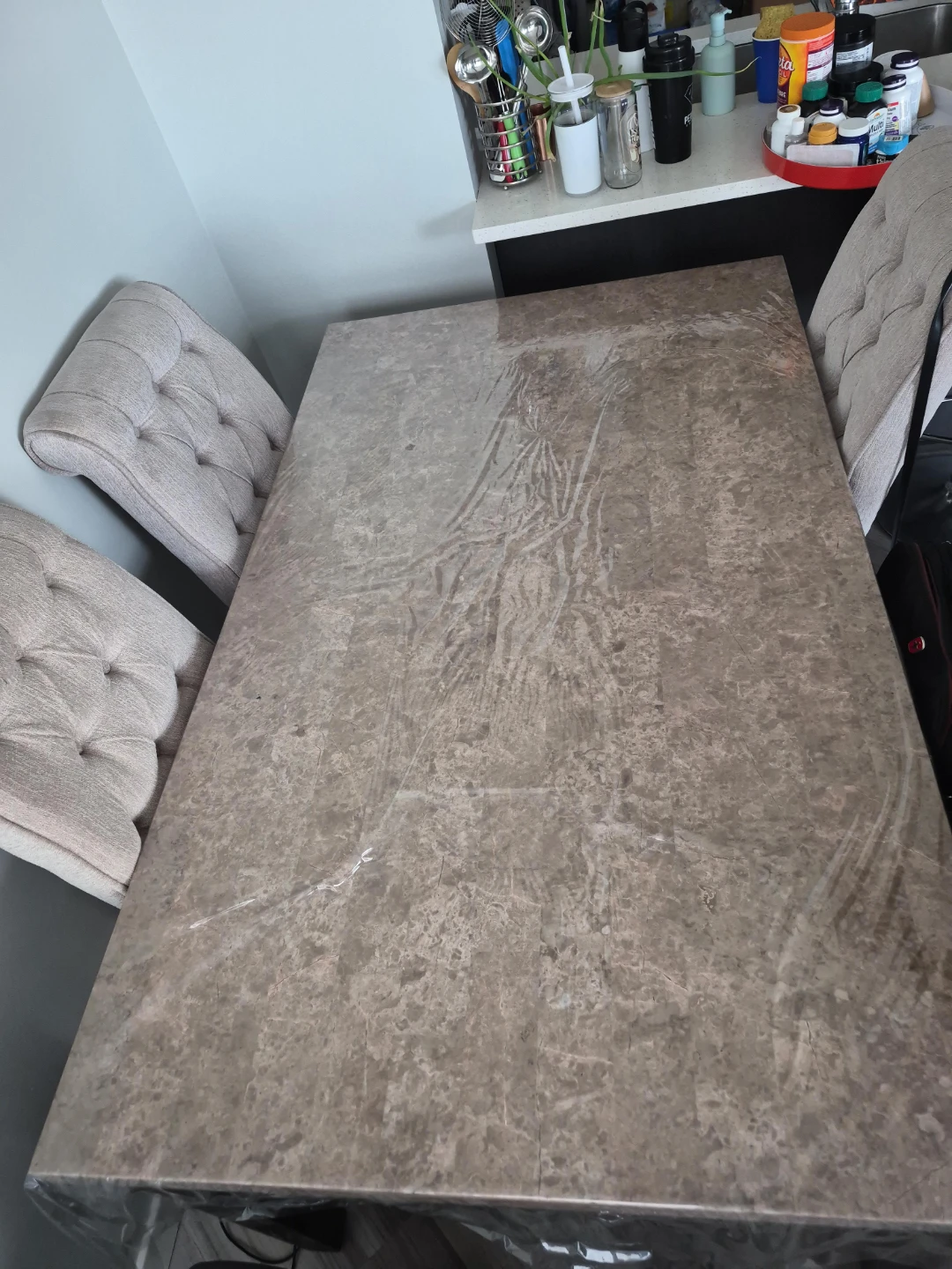 Marble Dining Table Top with Chairs