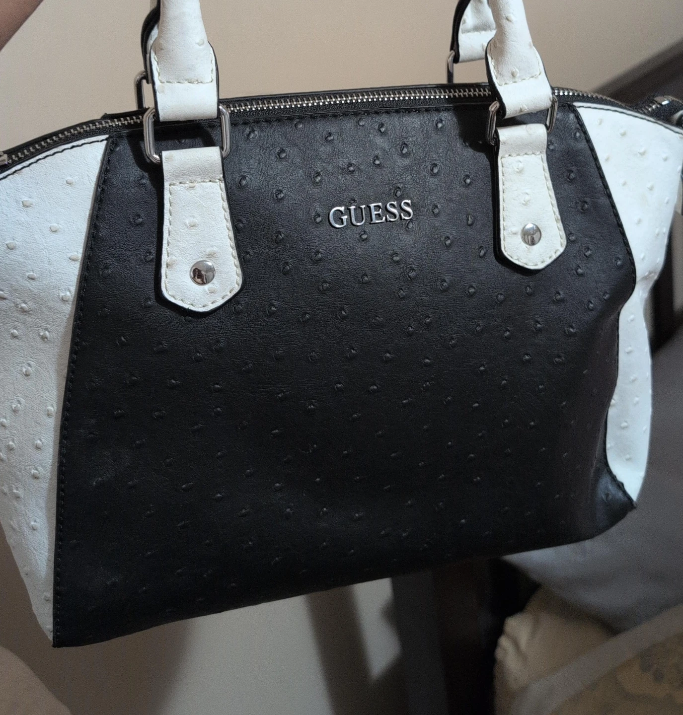 Guess Satchel Handbag Black and White