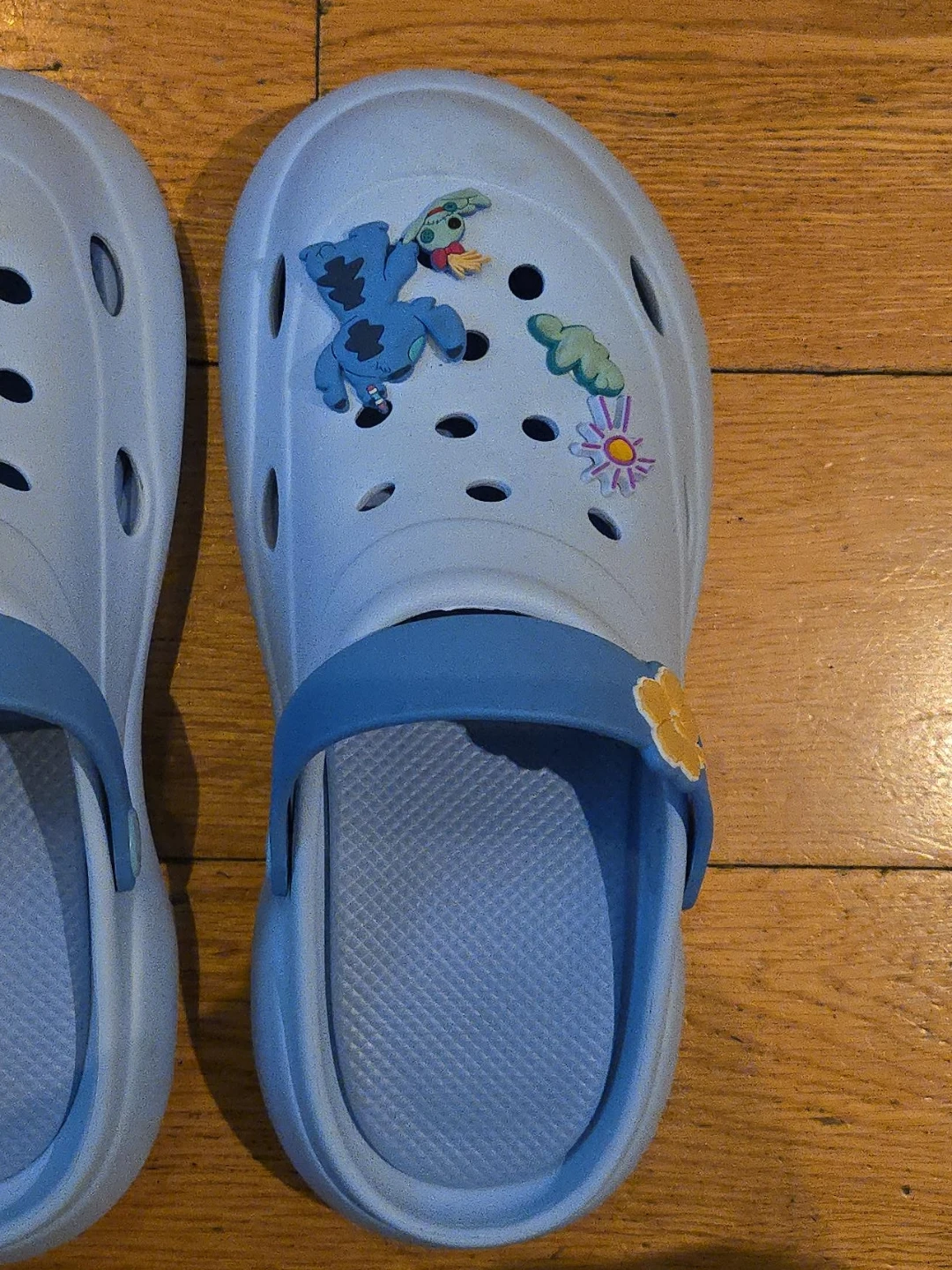 Light Blue Crocs with Stitch Jibbitz Size 39-40
