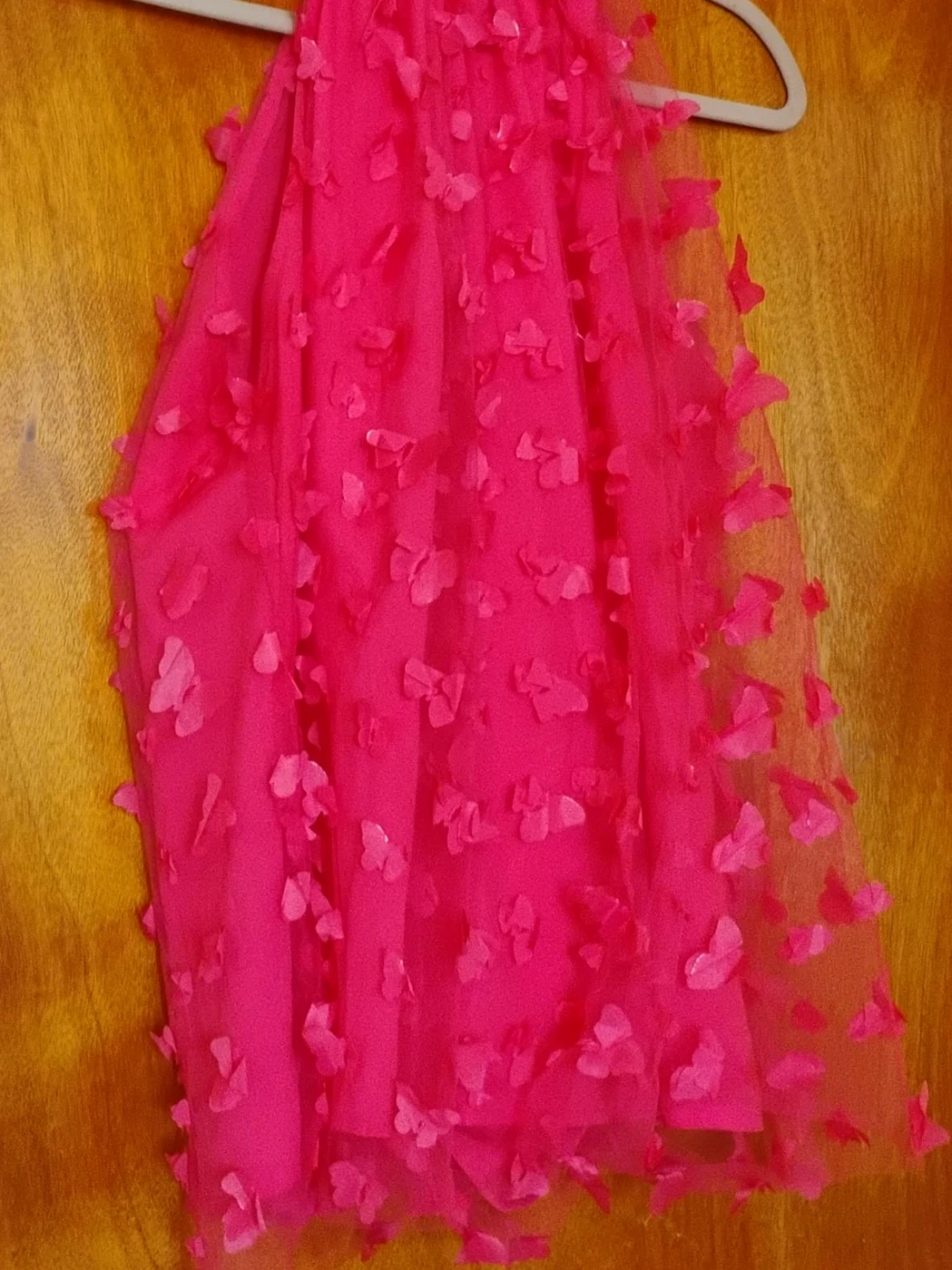 Hot Pink Tulle Butterfly Halter Dress