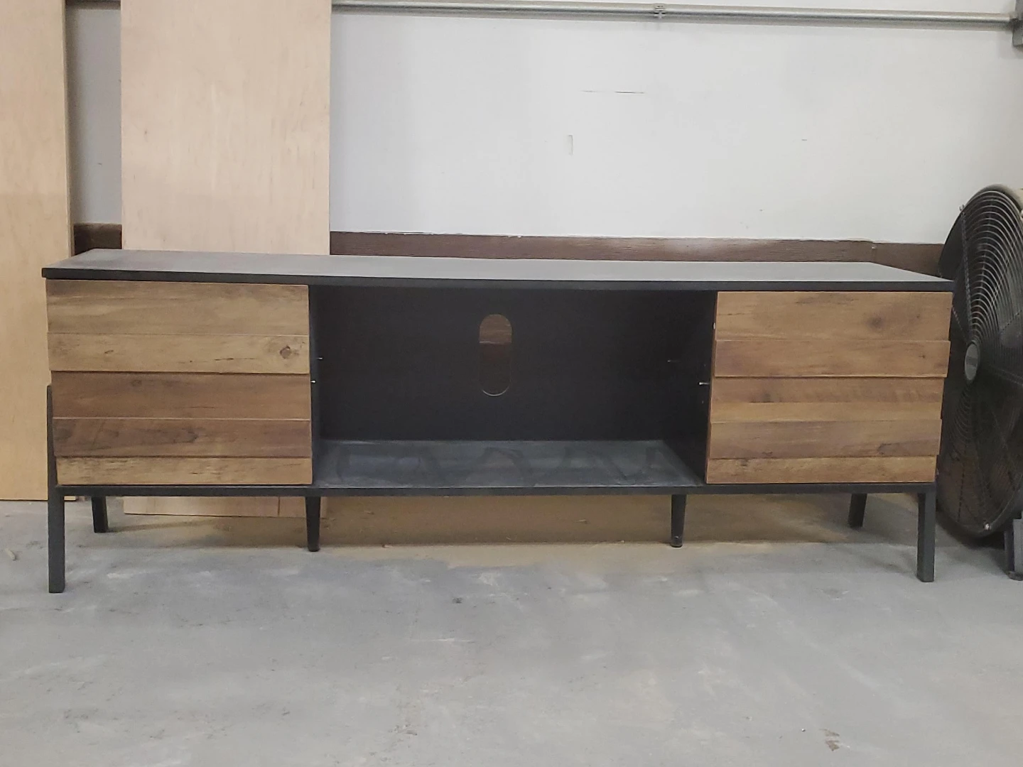 Wood and Black TV Stand Media Console