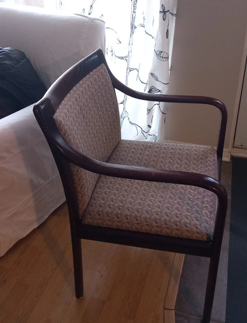 Armchair with patterned fabric