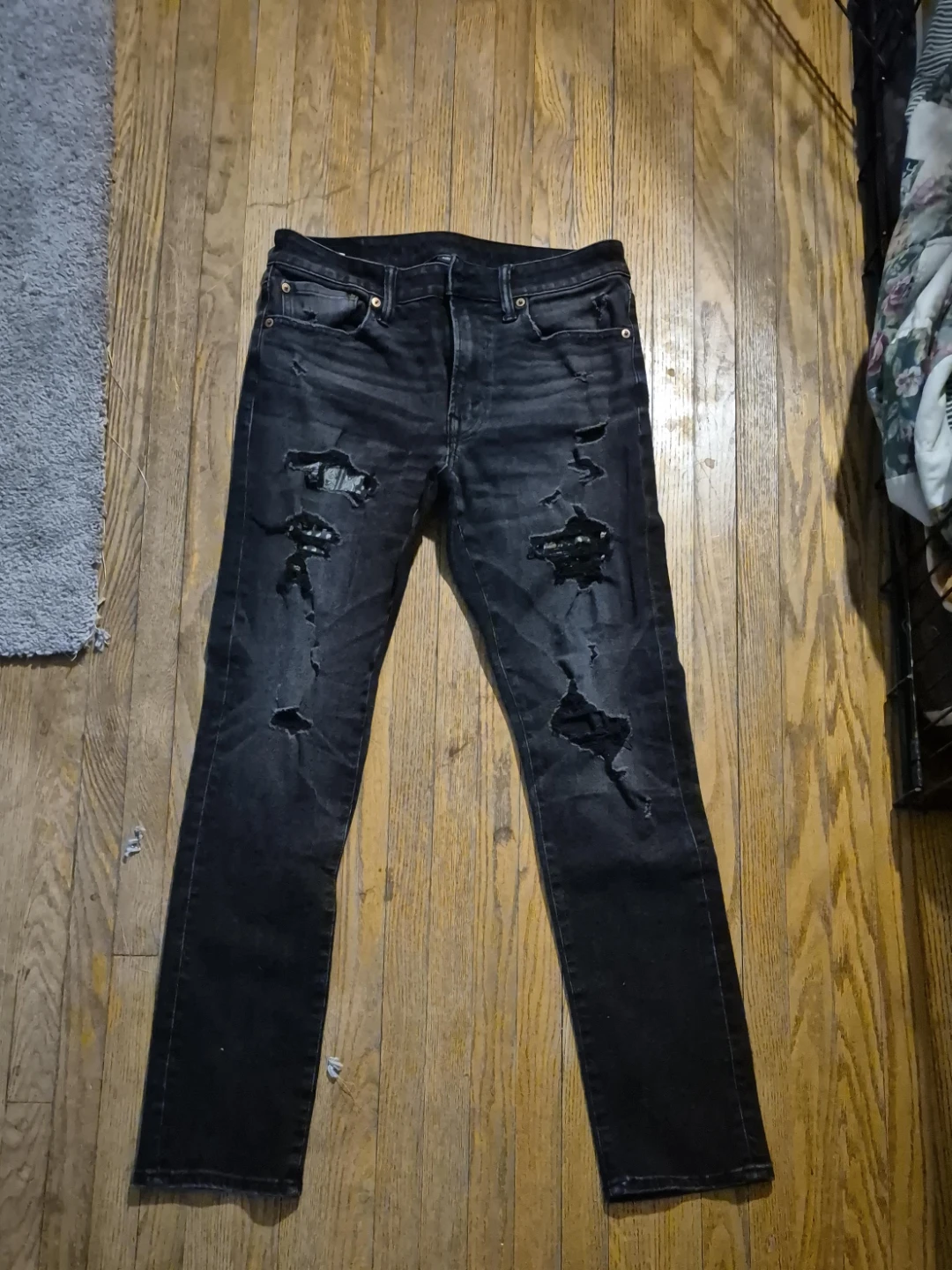 American Eagle Airflex 360 Distressed Black Jeans