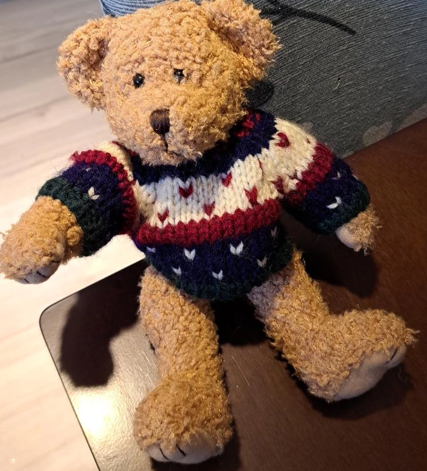 Teddy Bear in Striped Sweater