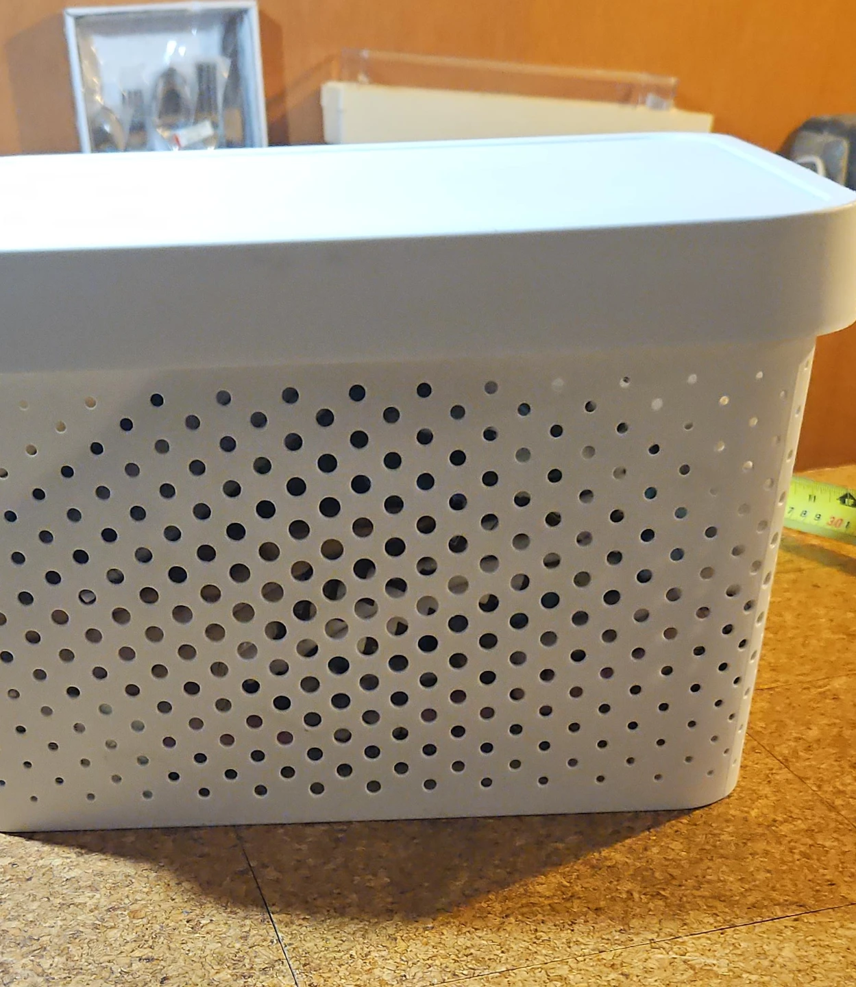 White Plastic Storage Basket with Lid