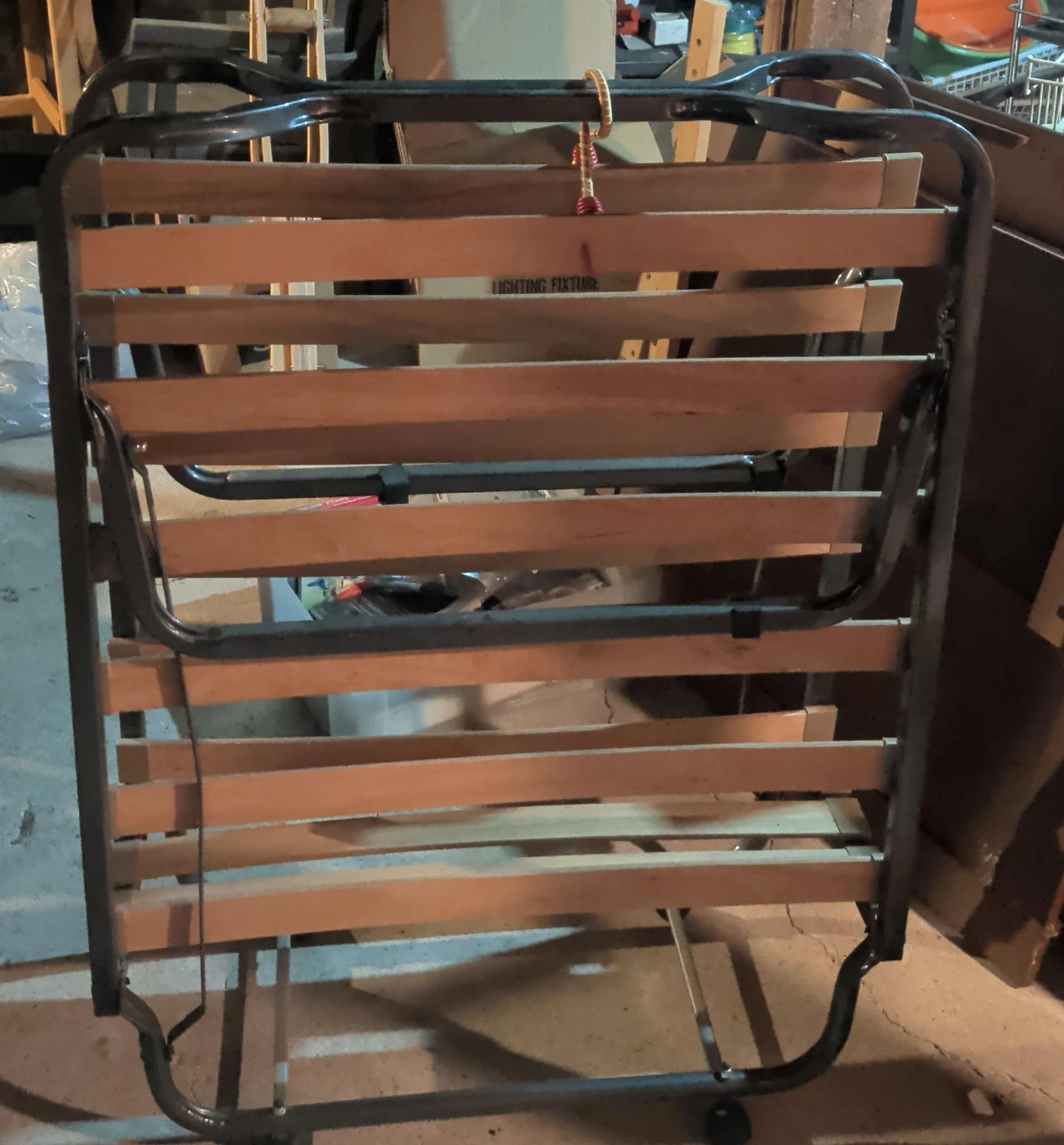 Folding Bed Frame with Wooden Slats