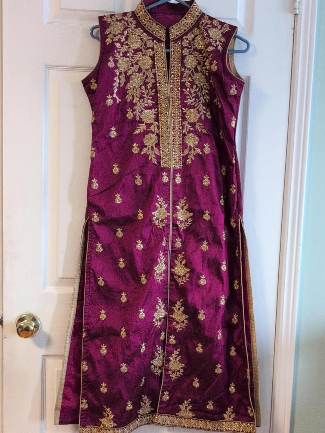 Women's Purple Embroidered Maxi Dress only top