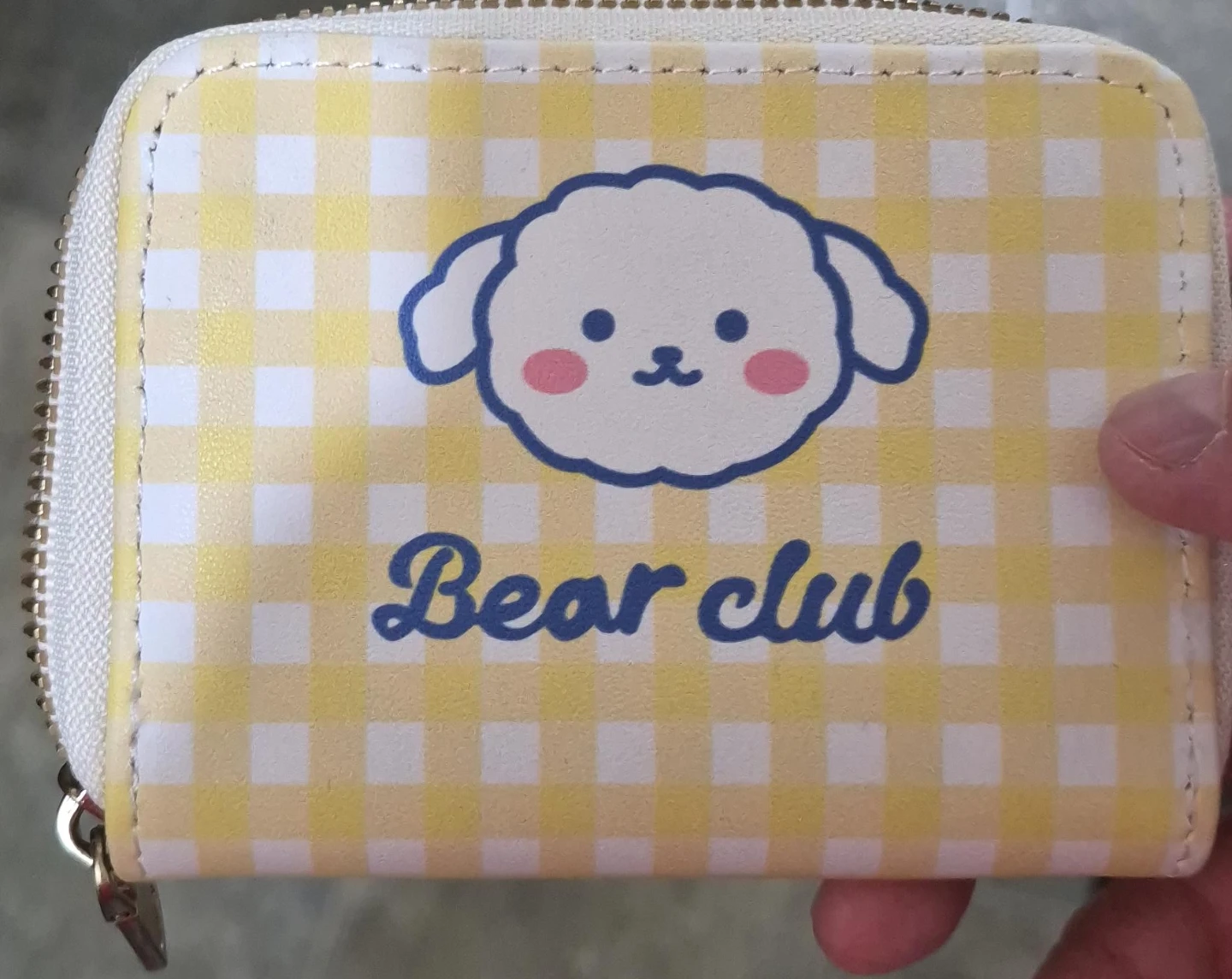 Bear Club Coin Purse Yellow Gingham