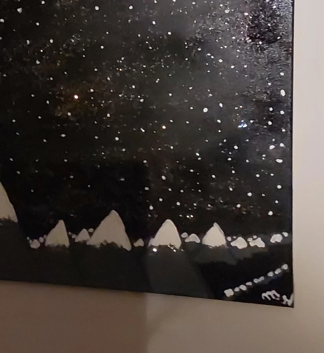Hand-Painted Mountain Night Sky Canvas Art