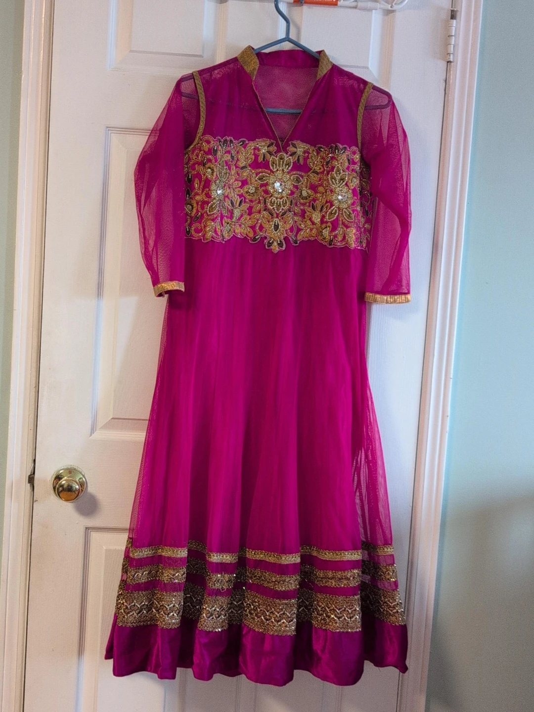 Fuchsia Embroidered Anarkali Dress only top