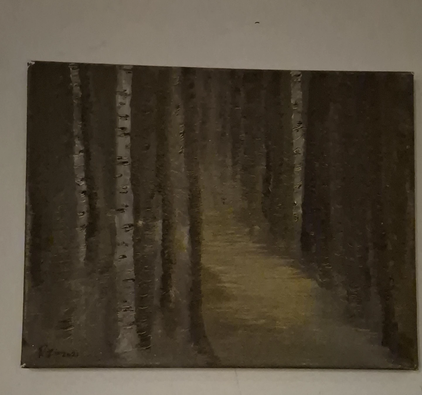 Oil Painting - Birch Forest Path