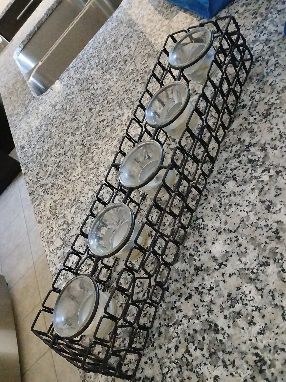 Black Metal and Glass Candlestick Holder