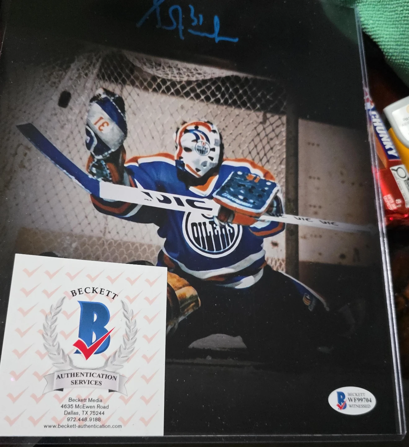 Autographed Edmonton Oilers Goalie Photo