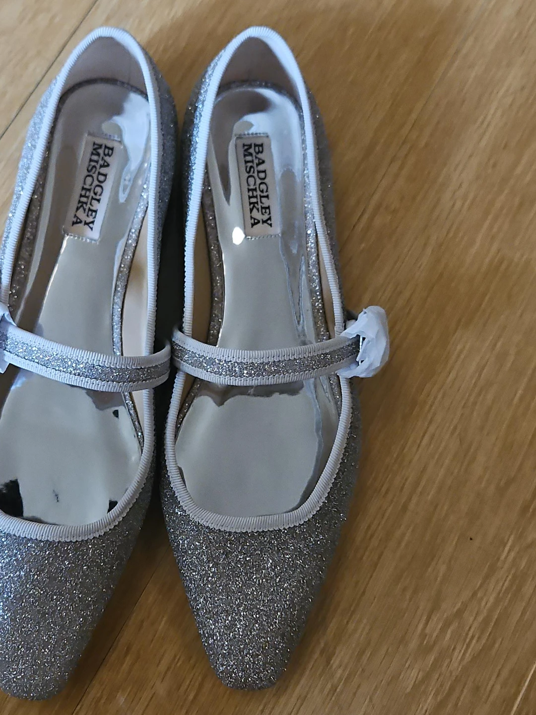 Badgley Mischka Glitter Mary Jane Flats - Size 8