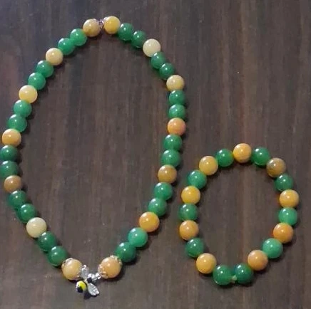 Beaded Necklace and Bracelet Set with Bee Charm