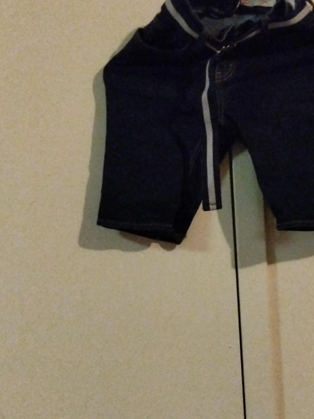 Dark Wash Denim Shorts with Side Stripe