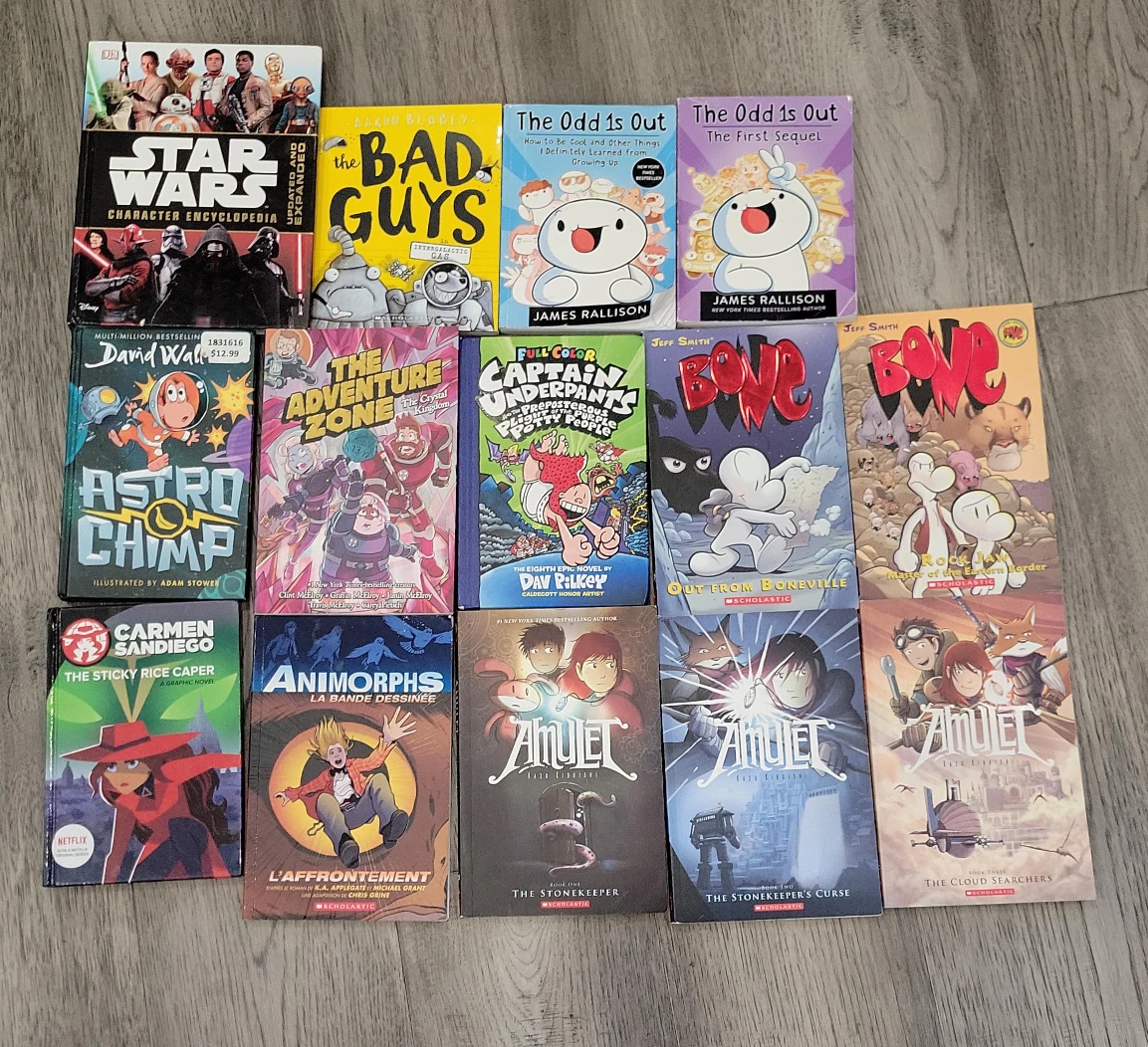 Collection of 15 Children's Graphic Novels and Books
