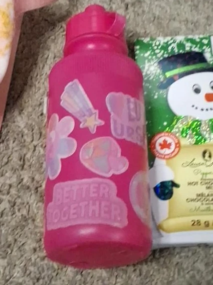 Pink Water Bottle with Stickers
