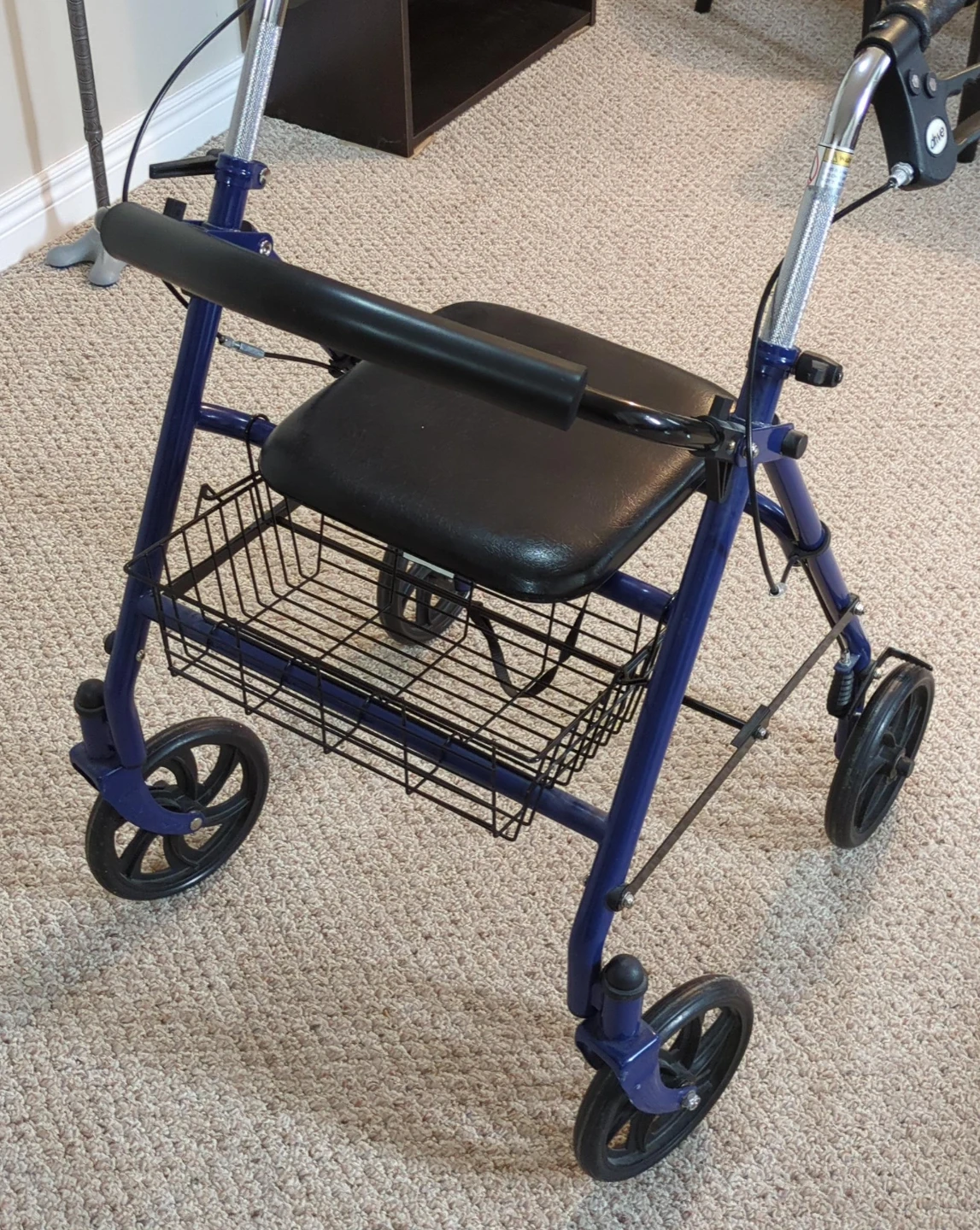 Drive Medical Blue 4-Wheel Walker with Seat and Basket