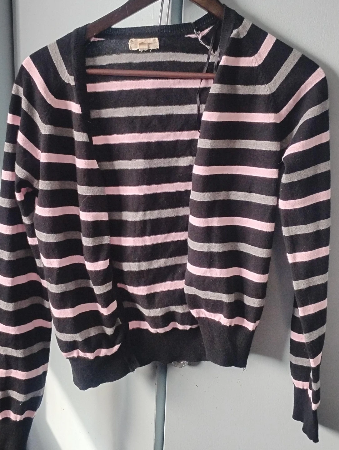 Striped Cardigan - Black, Pink, Grey