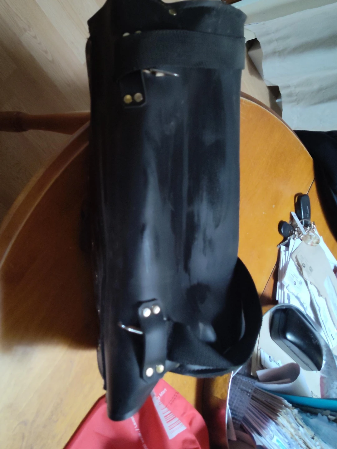 Black Leather Tool Roll Bag