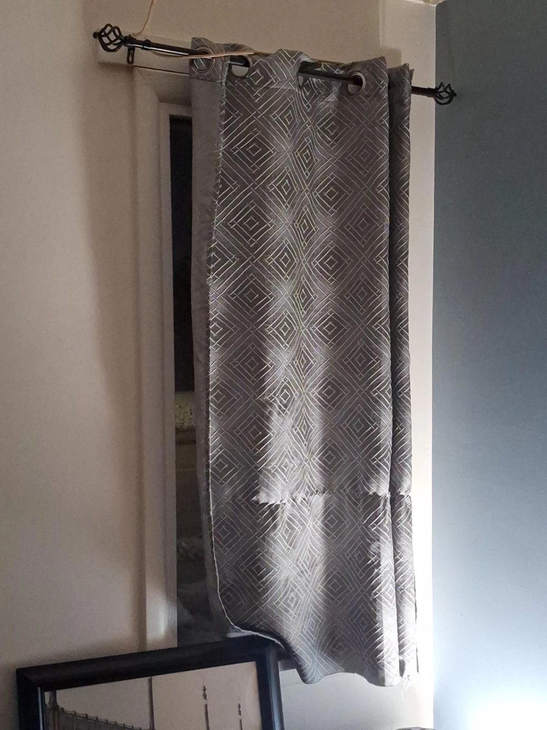 Grey Geometric Pattern Curtains