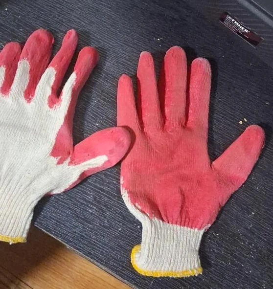 Red and White Work Gloves