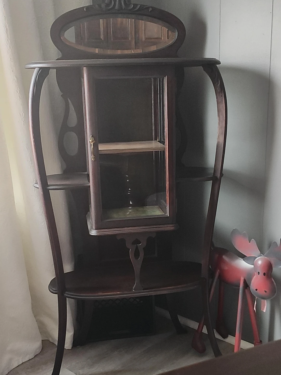 Antique Display Cabinet with Mirror