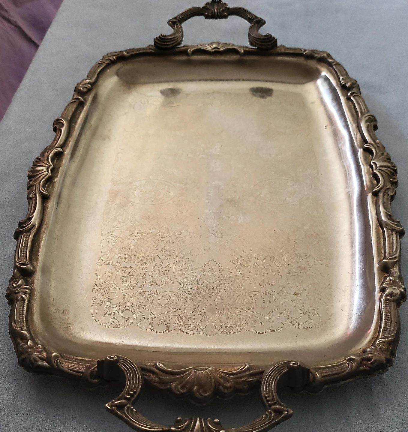 Vintage Ornate Serving Tray with Handles