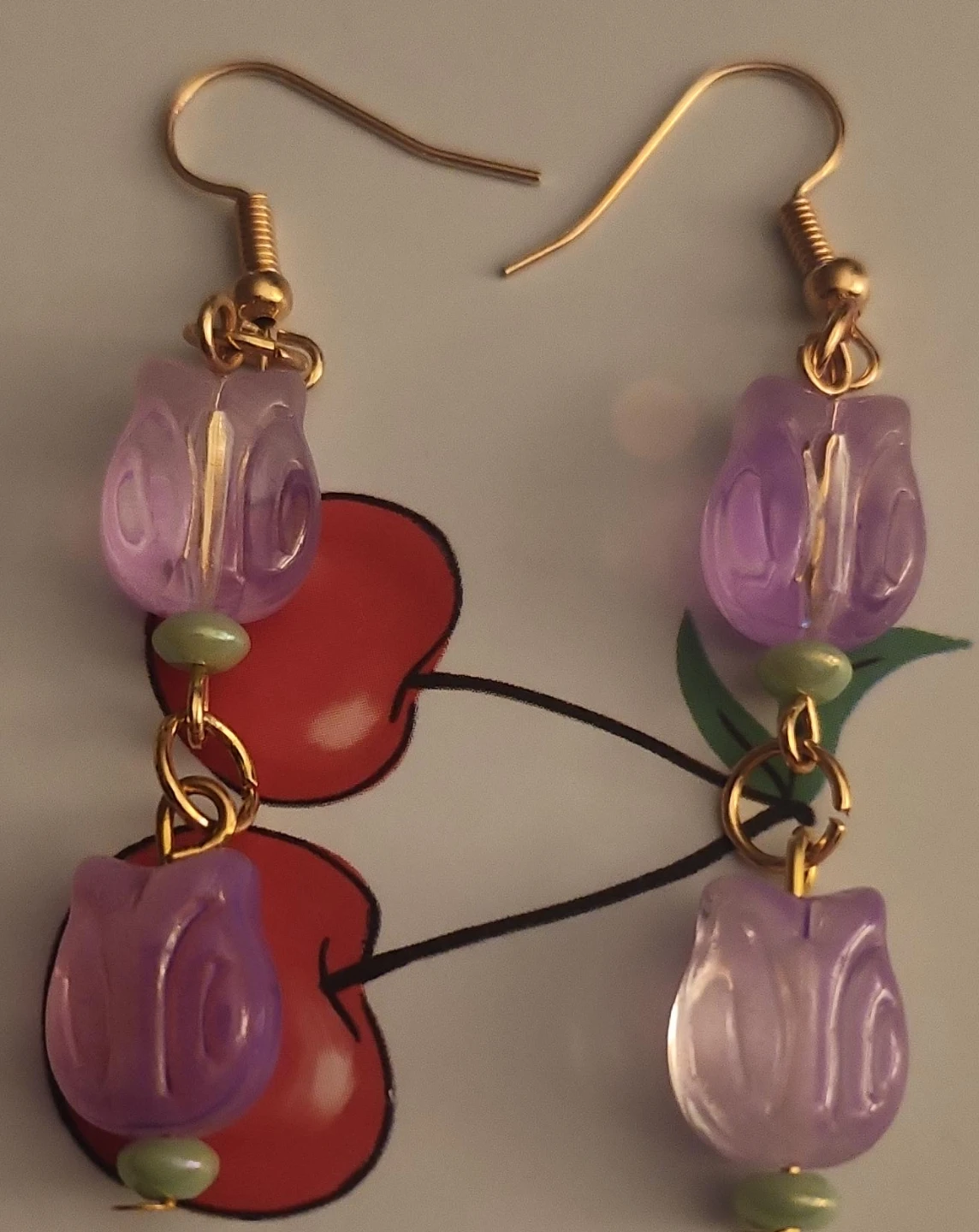 Purple Tulip Dangle Earrings