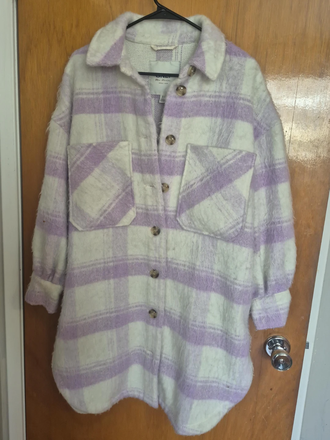 ONLY Blue Denim Plaid Shacket - Size S