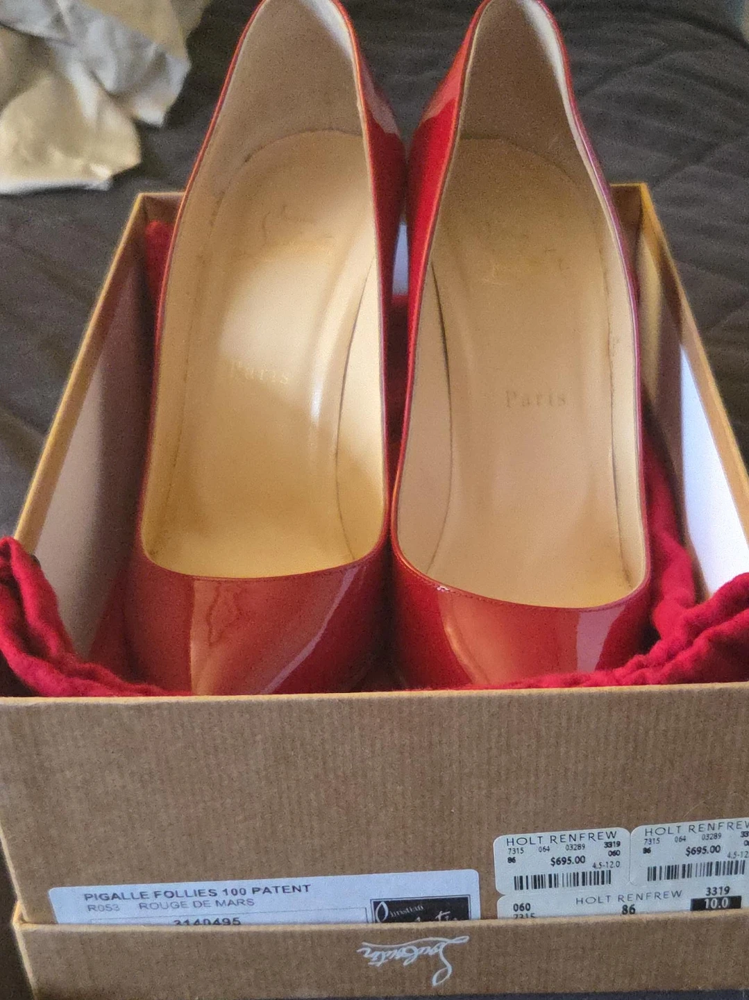 Christian Louboutin Pigalle Follies 100 Patent Heels - Red