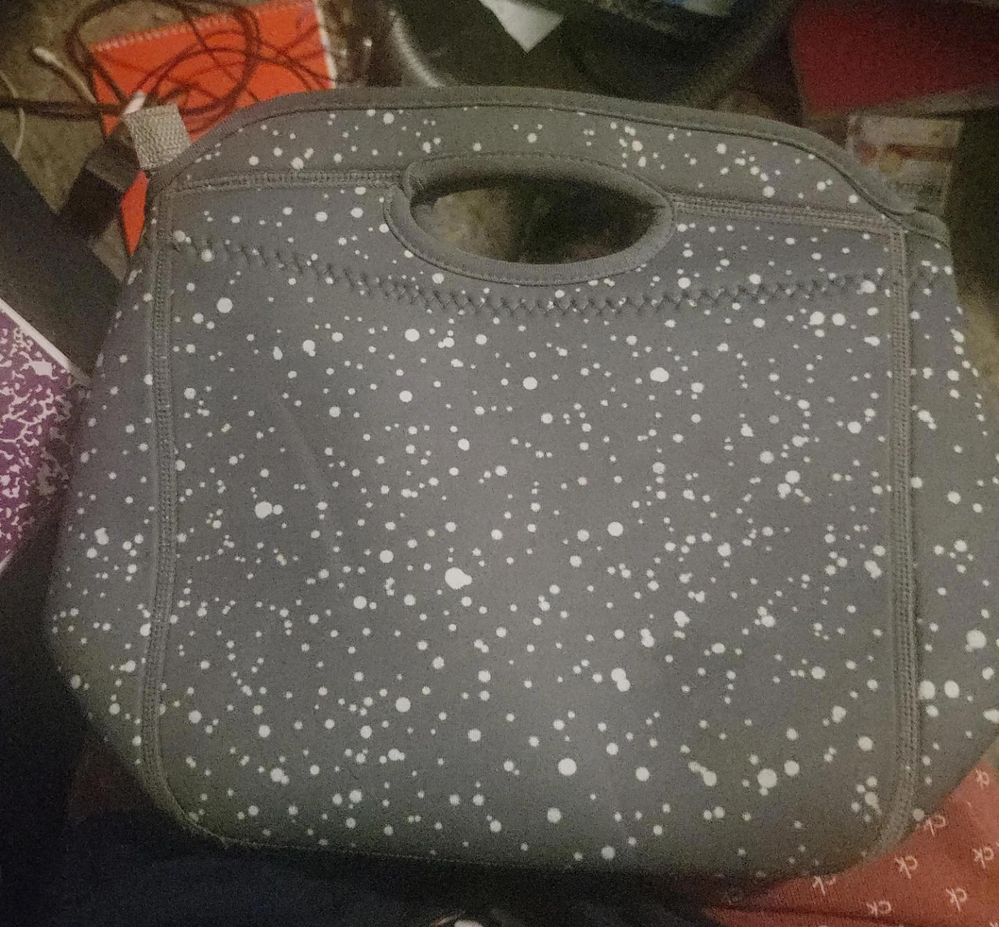 Grey Speckled Neoprene Lunch Bag