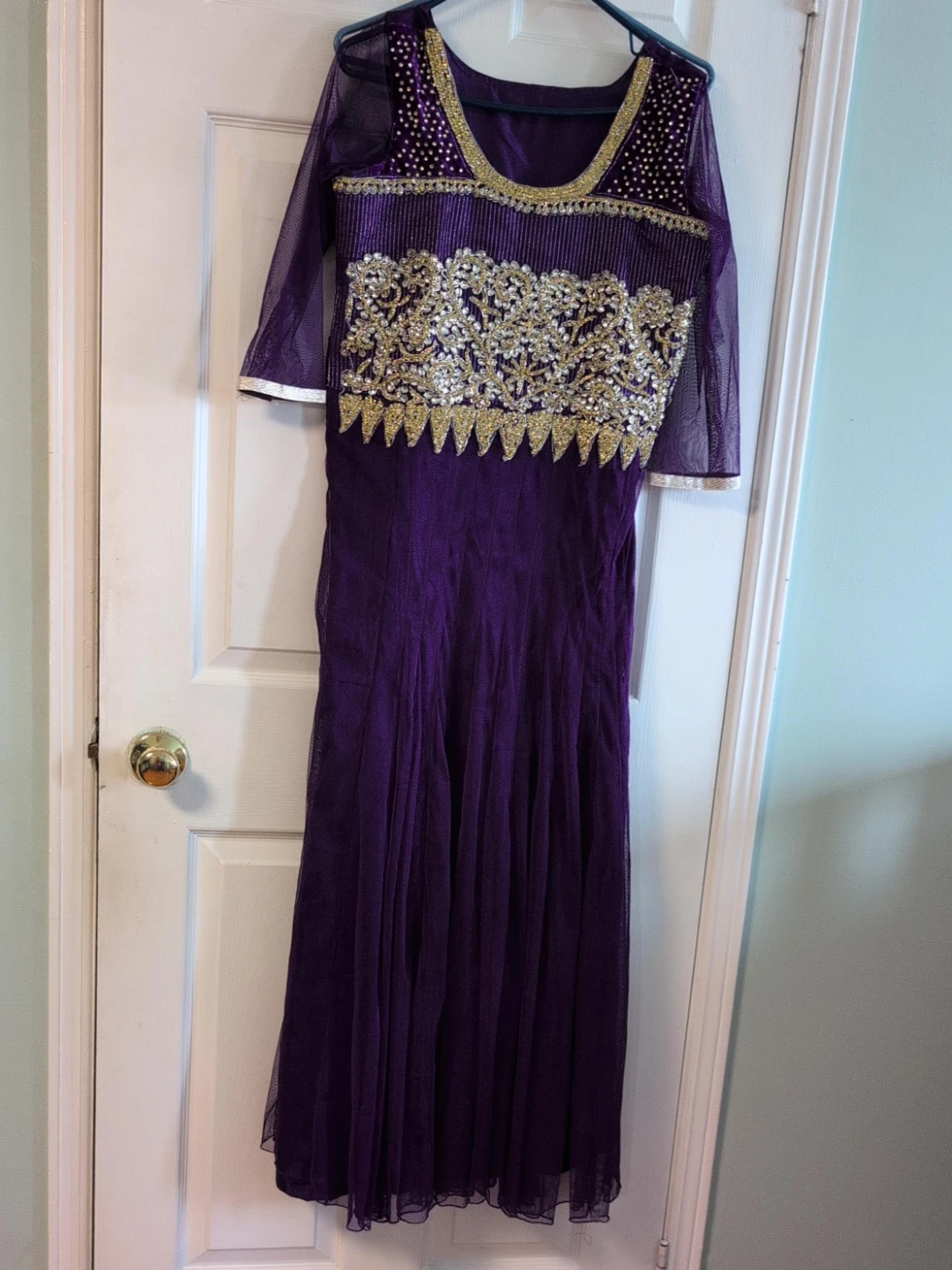 Purple Embroidered Maxi Dress