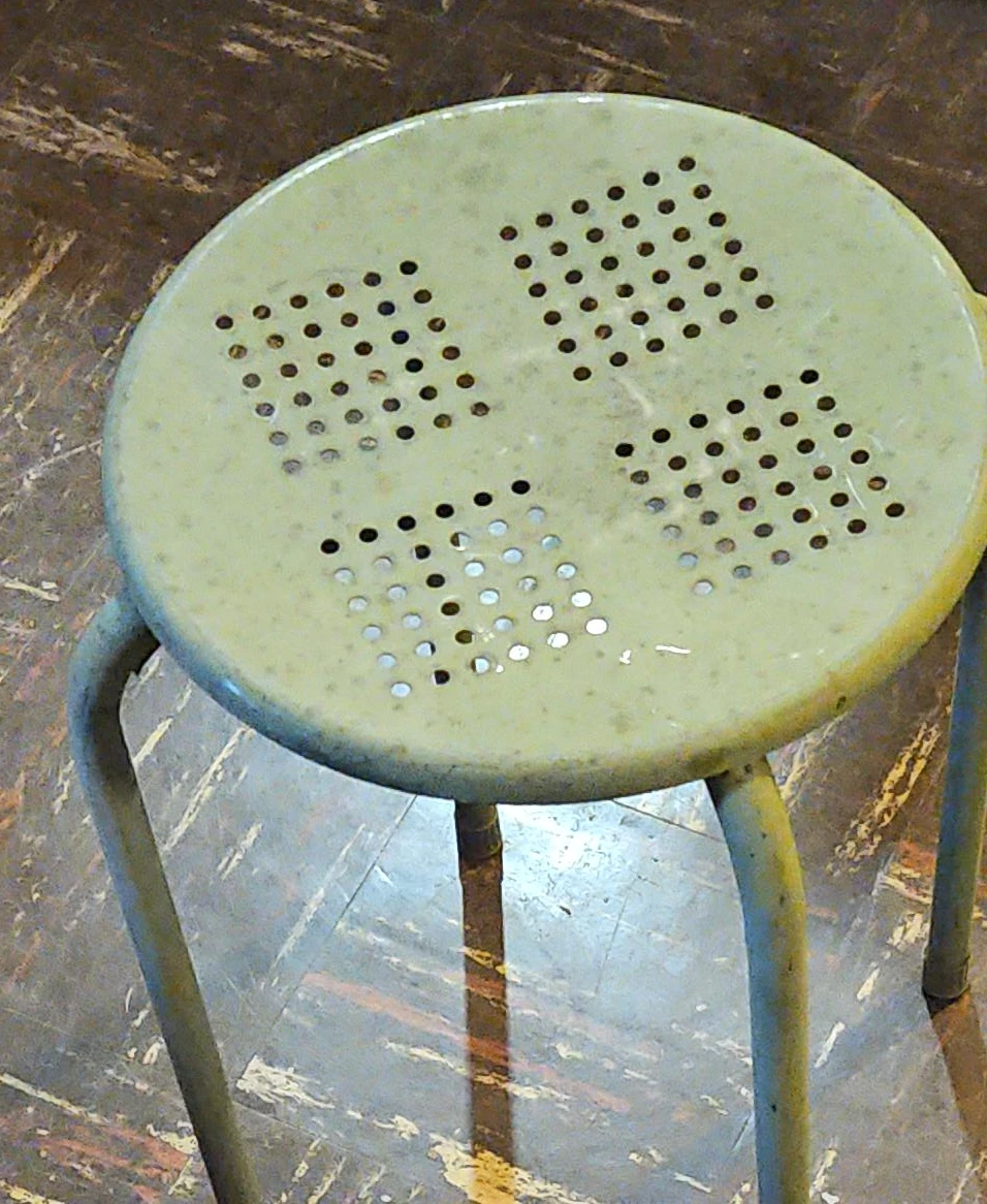 Vintage Perforated Metal Stool