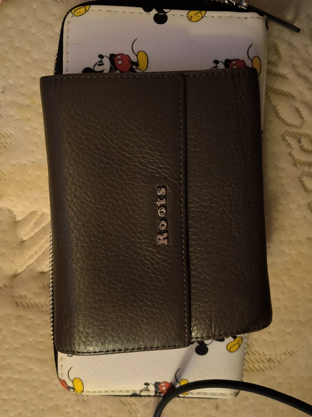 Roots Brown Leather Zip Around Wallet