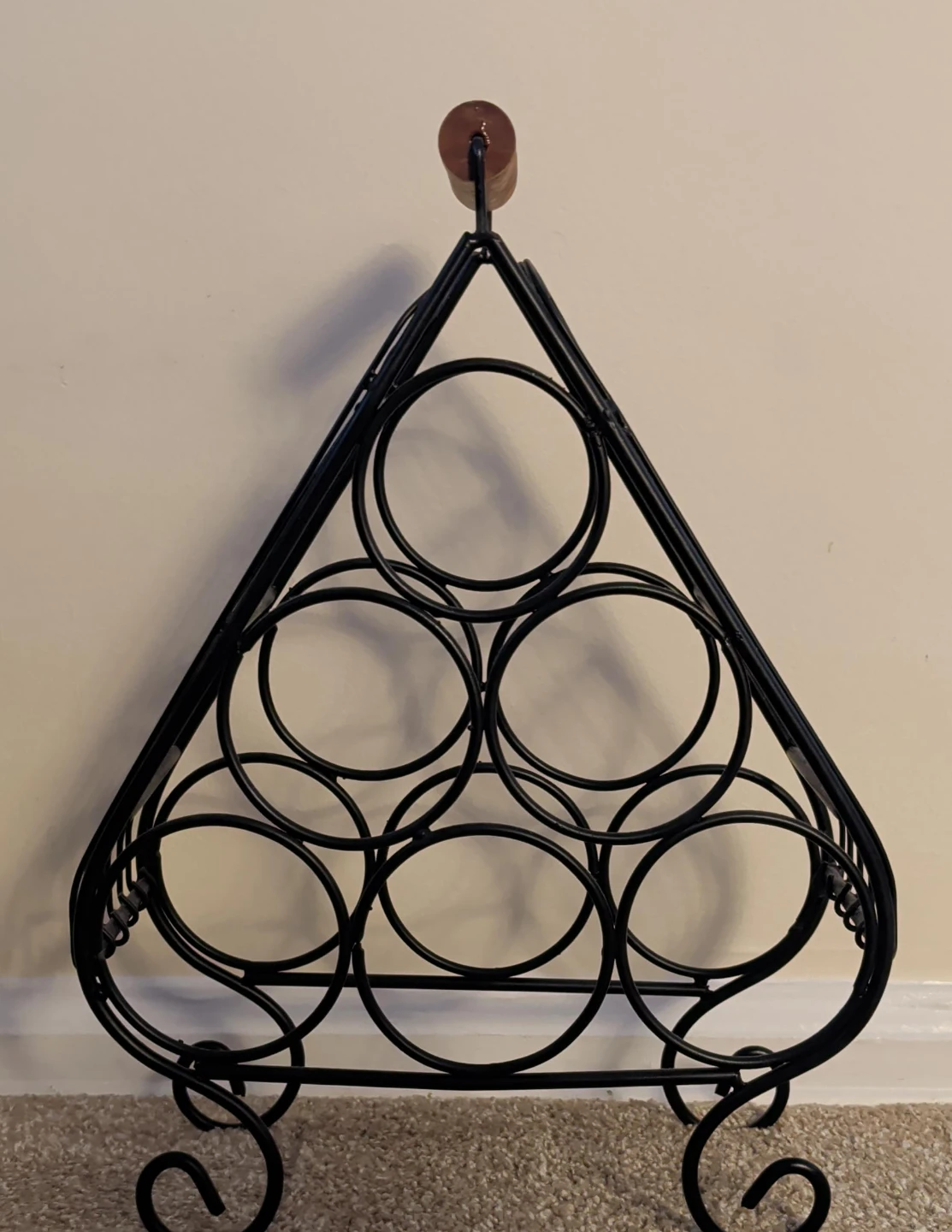 Black Metal Wine Rack with Wood Handle