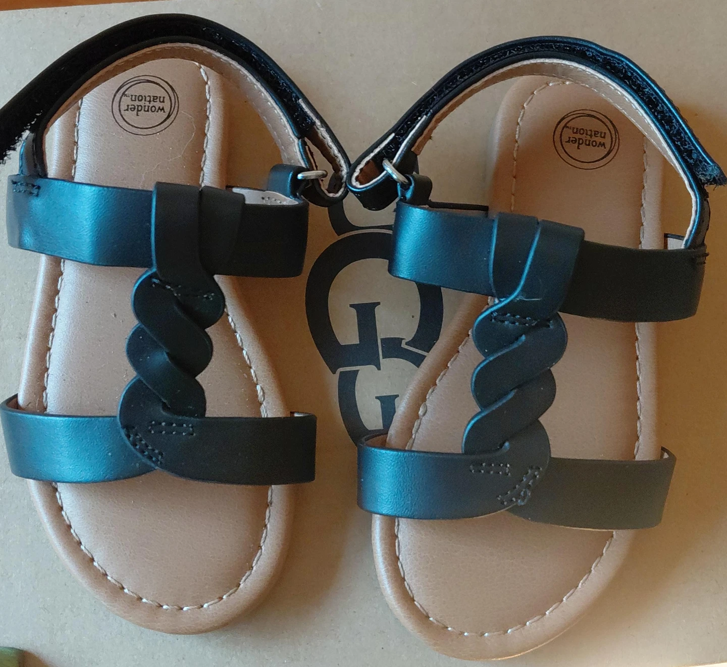 Wonder Nation Black Braided Strap Sandals
