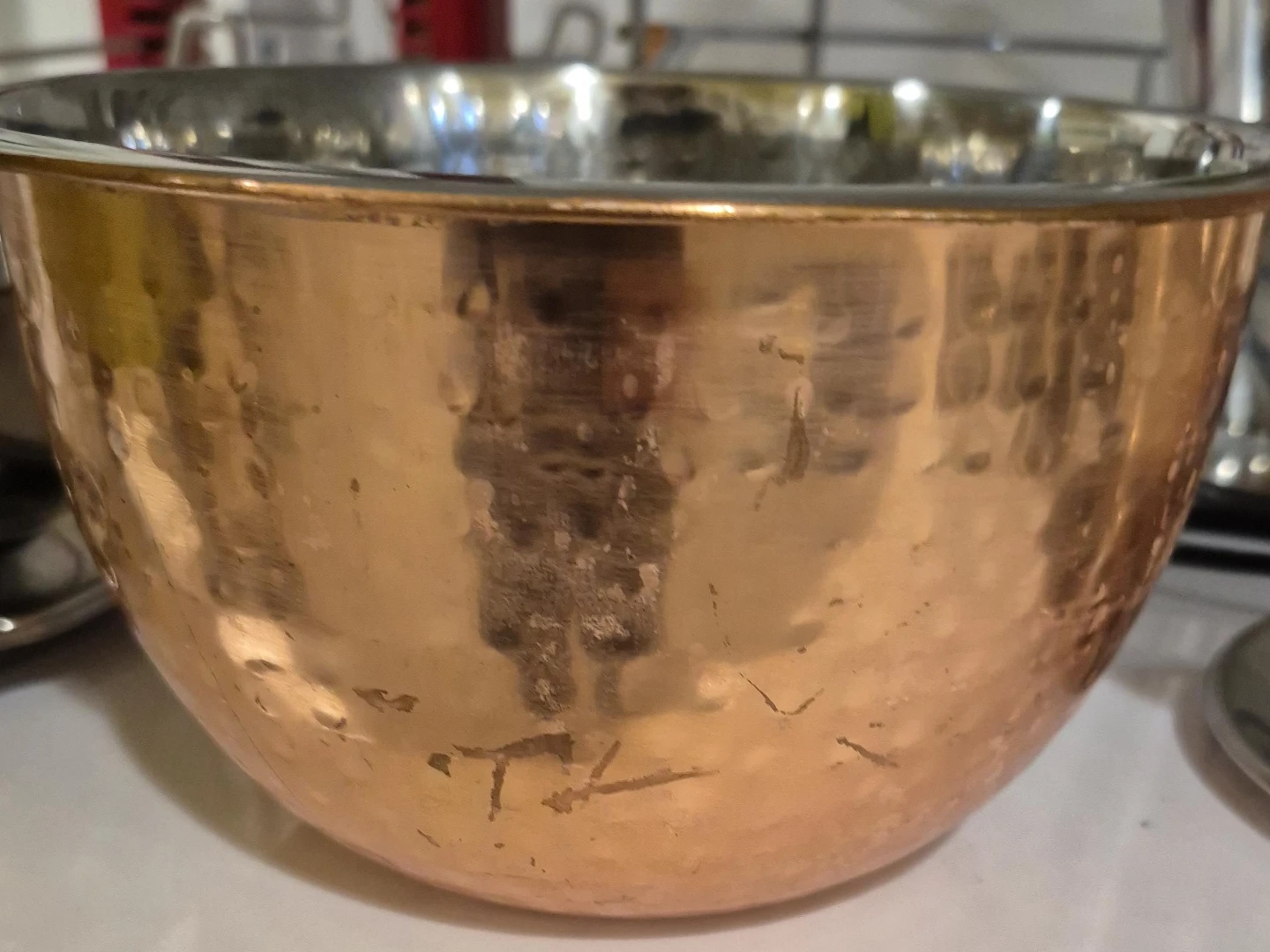 Hammered Copper and Stainless Steel Mixing Bowl