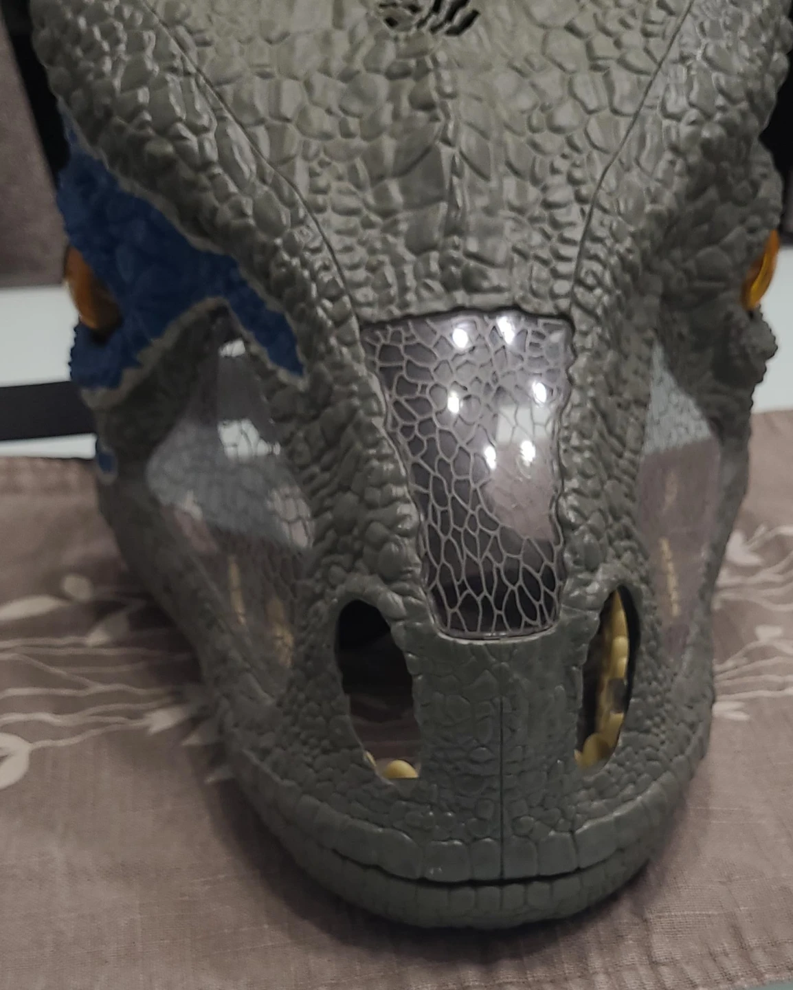 Blue Velociraptor Dinosaur Mask with Lights