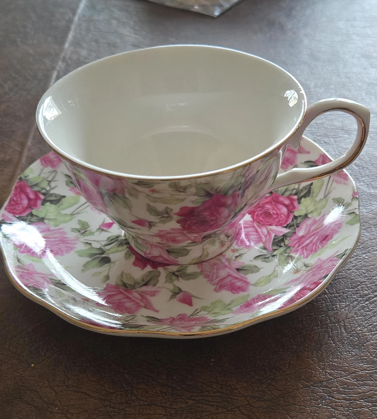 Gracie China Floral Teacup and Saucer Set