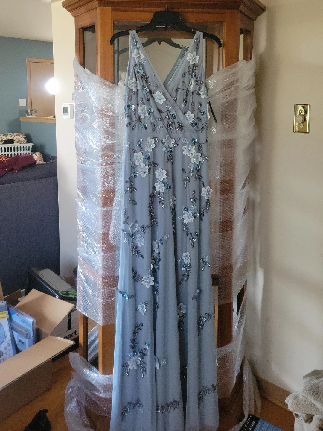 Light Blue Embellished Formal Gown