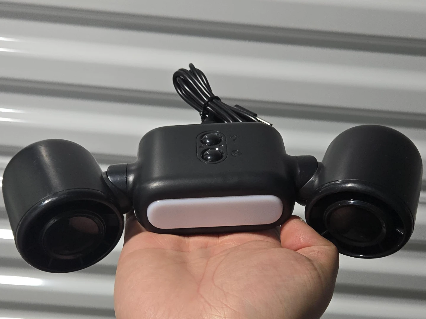 Black Twin Head Fan with light-portable