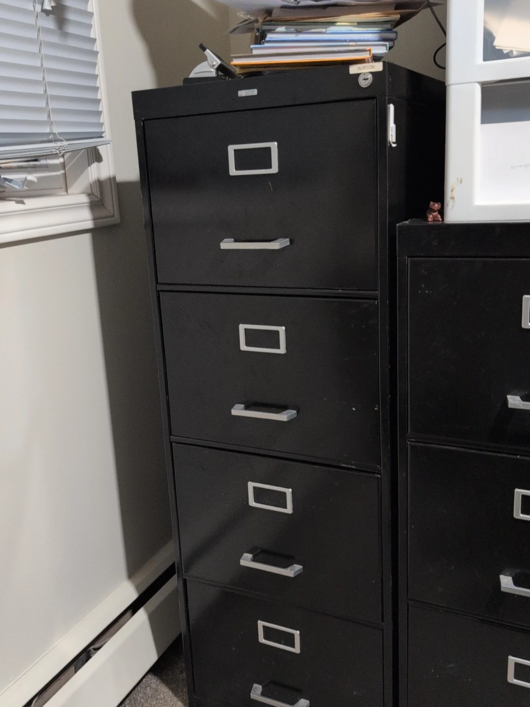 2 Black  Metal Filing Cabinets